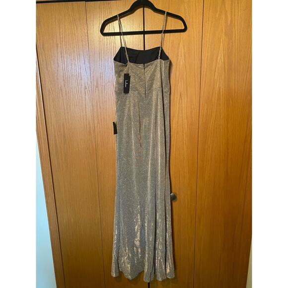 Lulus Searching For You Metallic Gold Glitter Mermaid Maxi Dress - Picture 6 of 10